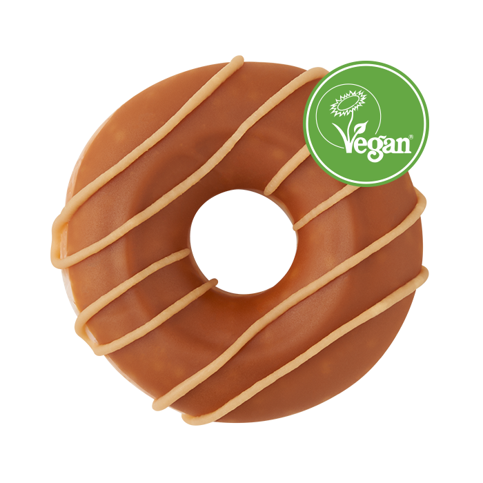 Vegan Caramel Iced Doughnut-Vegan Stamp-Top Down View